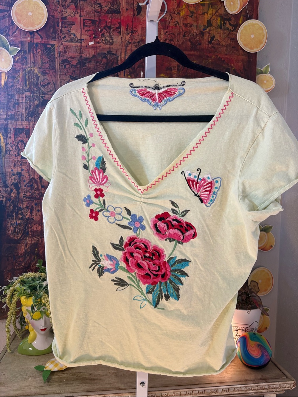 White Stag Embroidered Top Size L